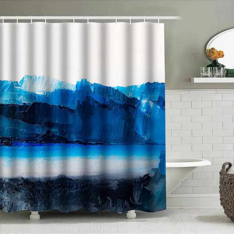 Stunning Blue Waterfall Shower Curtain: Artistic Landscape Design In 3D Print Fabric Perfect For Bathroom Decor