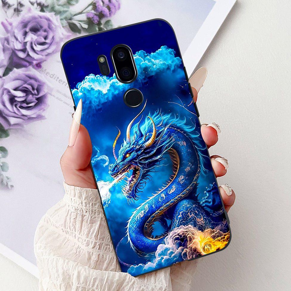 För LG G7 ThinQ Fodral Svart Silikon Söt Katt Mode Blommor Cool Målad Baksida För LG G7ThinQ Telefonfodral LMG710EM