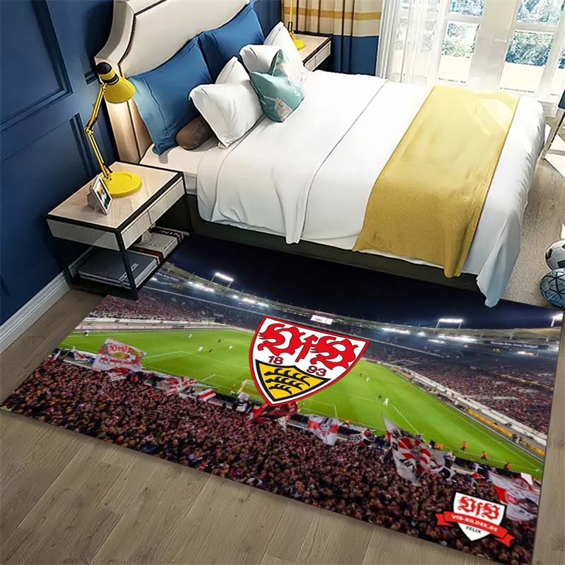 VfB Stuttgart Football Stadium Fans Area Rug, Non Slip Floor Mat for Living Room Bedroom Soccer Fan Home Decor
