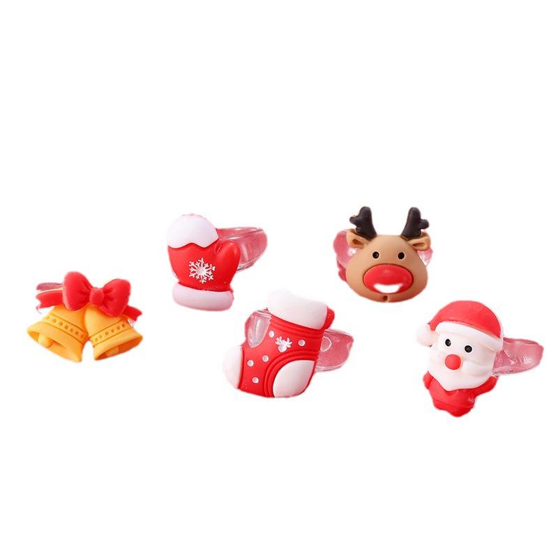 Christmas Cartoon Ring with Bear, Bell, and Reindeer - Festive and Fashionable