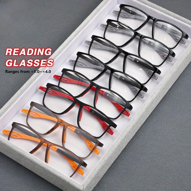 8 pièces Lunettes de lecture rectangulaires simples ultra-valeur, sportives, antidérapantes - Plusieurs paires pour hommes et femmes d'âge moyen et âgés