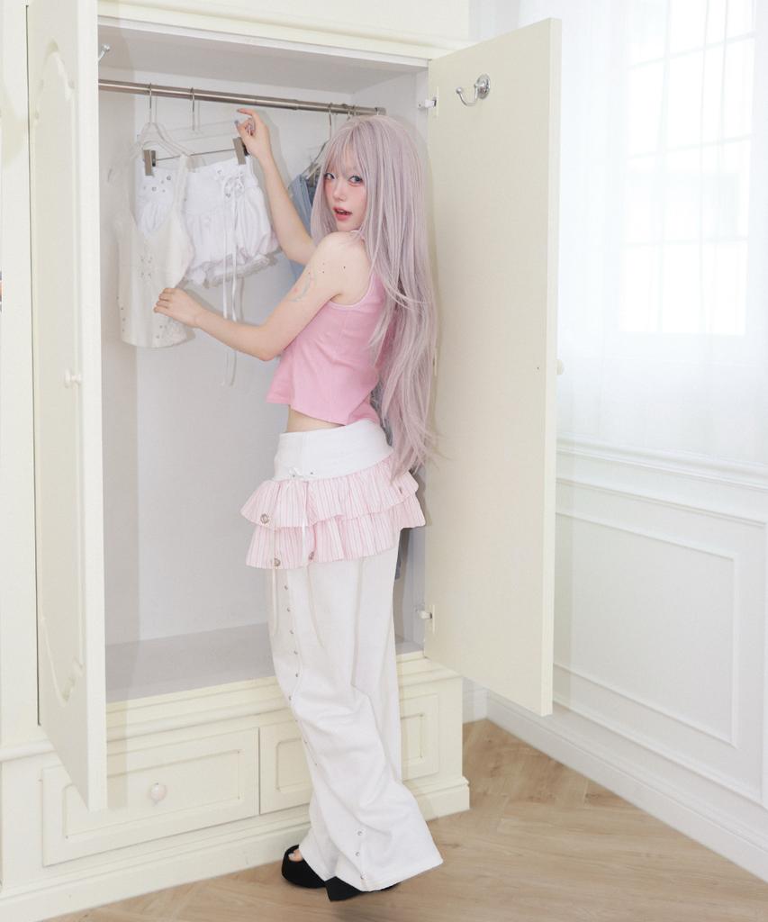 Chelikwili Soft Punk Eyelet Skirt - Pink