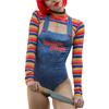 Halloween-Kostüme für Frauen, gruselige Nightmare Killer-Puppe, Möchtest Du Filmcharakter-Bodysuit spielen, Chucky-Puppen-Kostüm-Set