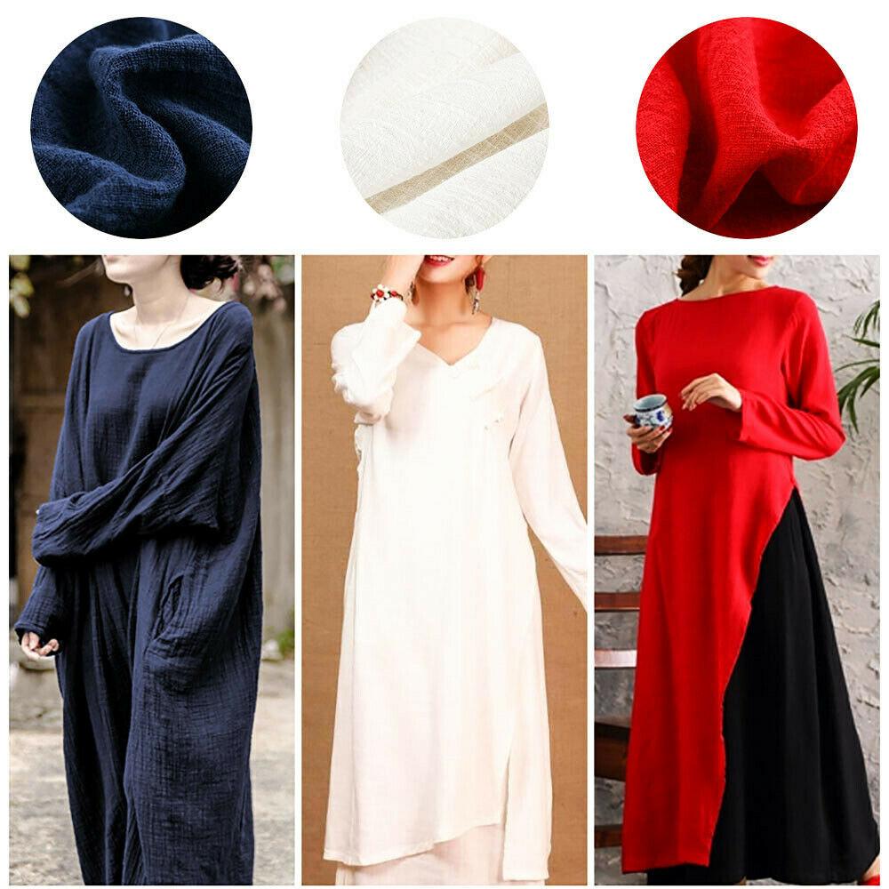 60x45CM Summer Crepe Slub Fashion Thin Linen Cotton Fabric Eco-friendly Soft Breathable DIY Handmade Sewing Craft Making Clothes