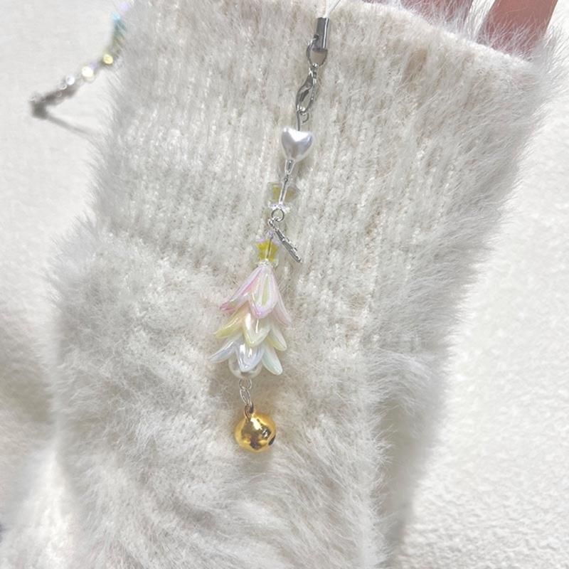 Christmas Tree Pendant Phone Chain Strap Star Charm Keychain Phone Lanyard Acrylic Keyring Bag Ornament Party Jewelry