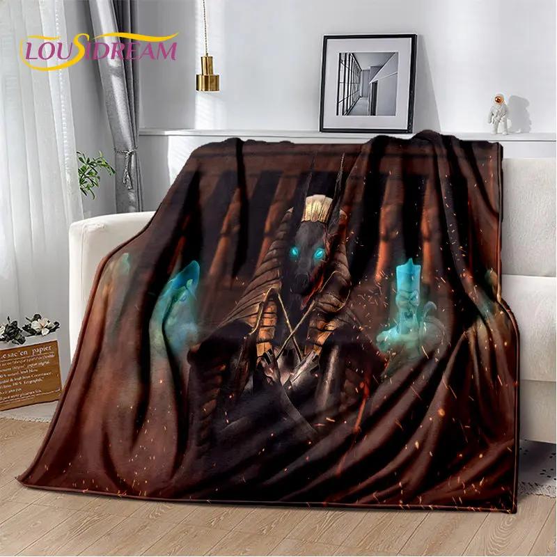 Anubis Mısır Ölüm Mitolojisi Horus Yumuşak Peluş Battaniye, Flanel Battaniye Oturma Odası Yatak Odası Yatak Kanepe Piknik Çocuklar için Battaniye