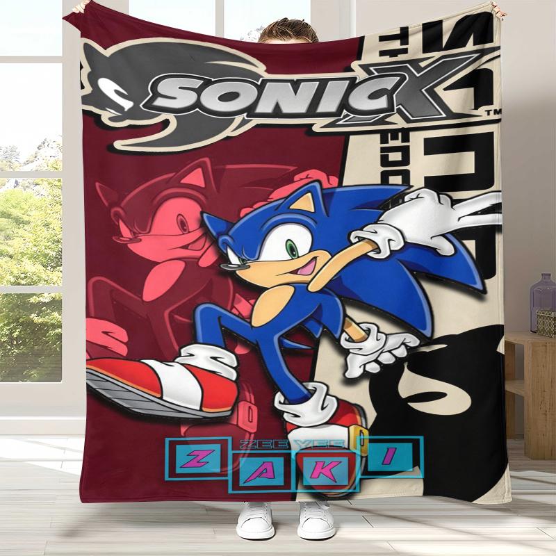 Ρετρό S-Sonic Κινούμενο Σχέδιο Παιχνίδι Φλανελένια Κουβέρτα, Εξαιρετικά Μαλακή Ζεστή Βελούδινη Ρίψη για Σπίτι Υπνοδωμάτιο Κρεβάτι Καναπέ Κάλυμμα Κάμπινγκ Πικνίκ δώρο