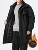 Men's Plus Size Mid-Length Cotton Windbreaker Jacket - Trendy, Casual, Warm Stand Collar Winter Coat