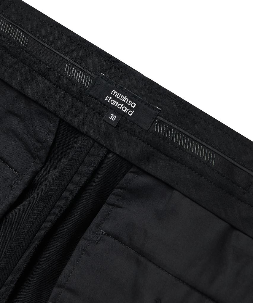 MUSINSA STANDARD Wool Blend Wide Hidden Banding Slacks [Black]