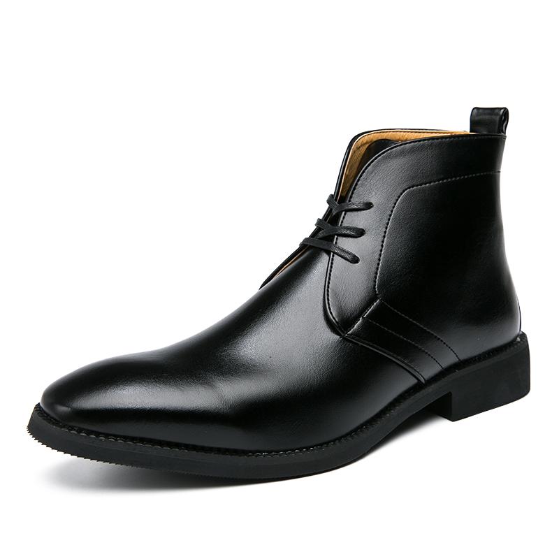 Brand Male Basic Boots Comfortable Men's Ankle Boots Casual Leather Shoes Leisure Walk High Top Shoes Lace-Up Botas