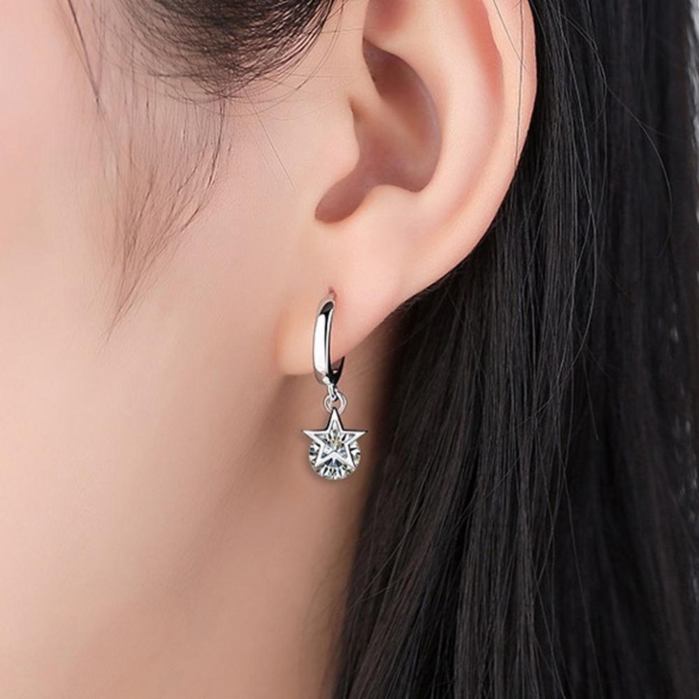 925 Sterling Silber Kristall Stern Charm Ohrstecker für Frauen 2020 Grils Kinder Hochzeitsgeschenk weibliche Pendientes