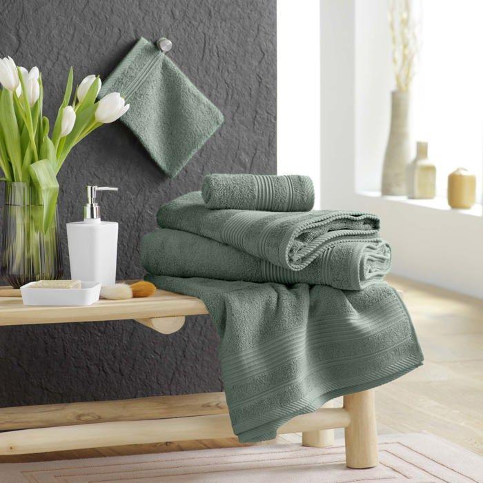 Lot de 2 gants de toilette 15 x 21 cm Tendresse vert cèdre