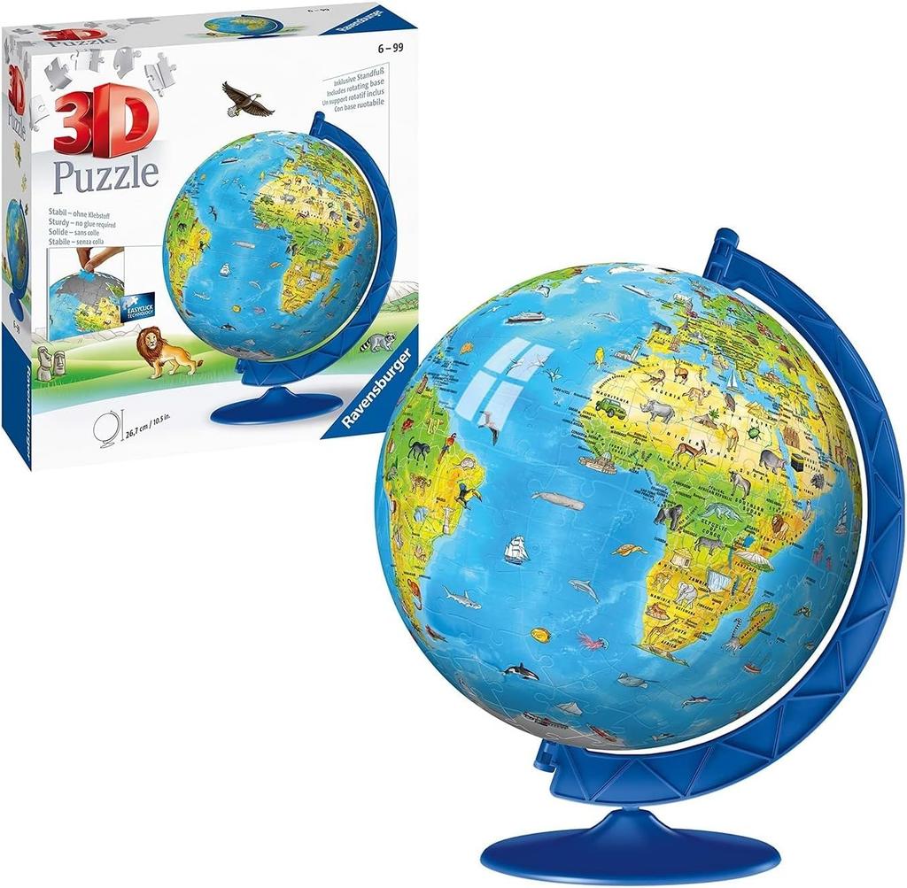 Ravensburger 3D Animal Globe 180 Finished 20cm Item 12338 Recommended 6 years and 3D Gift Puzzle, pieces, size diameter, No. 4, age up. [Puzzle,