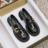 New Spring Women 'S Loafers British Style Black Casual Shoes Fashionable Metal Decoration Party And Work Wear