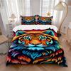 3pcs Tiger Print Bedding Set - 1 Duvet Cover + 2 Pillowcases(Core Not Included), Machine Washable Polyester Yy251216151