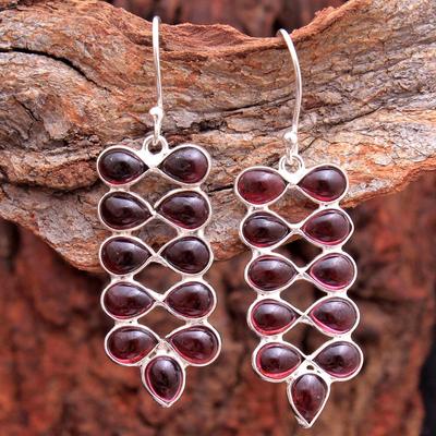 Garnet, Moonstone Silver Earring, Gemstone Jewelry, Silver Earring, 925 Sterling Silver Handmade Jewelry, Gifts For Her