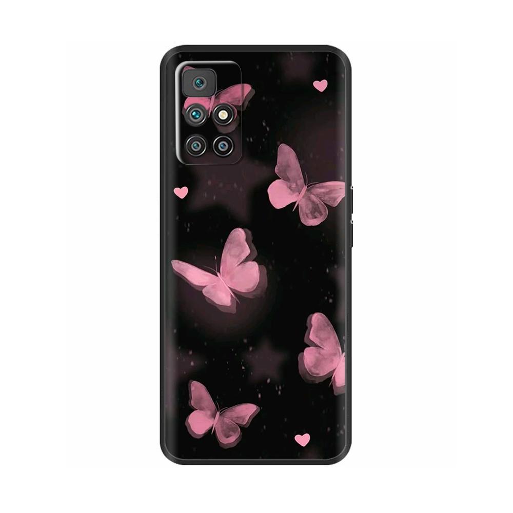 Para Capa Redmi 10 redmi10 Flores Capa de Telefone Macia Para Xiaomi Redmi 10 4G Capa Para Redmi 10 Prime Capas Fofas de Desenho Animado de Borboletas