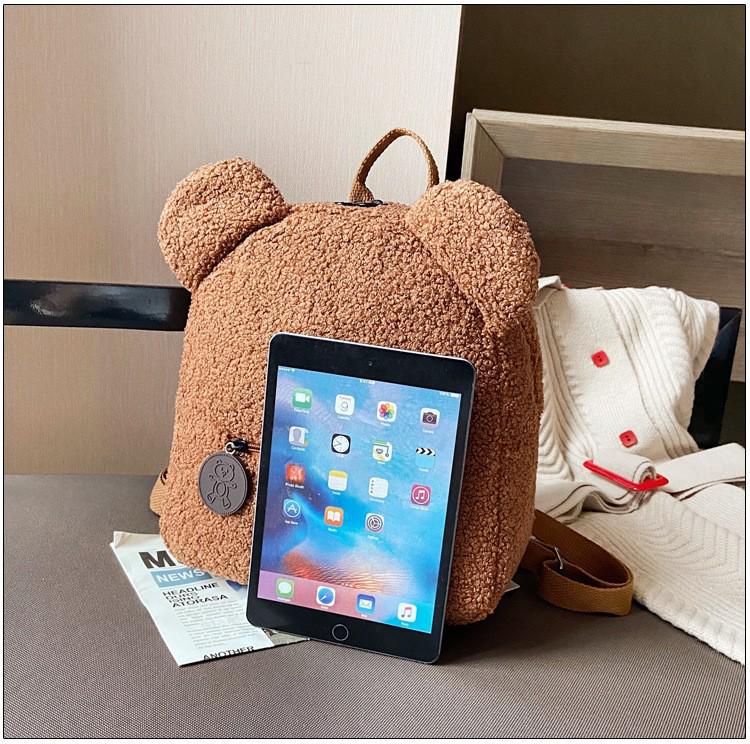 Women's Plush Bear Ears Backpack - Cute, Trendy Fall/Winter Bag for Girls and Moms