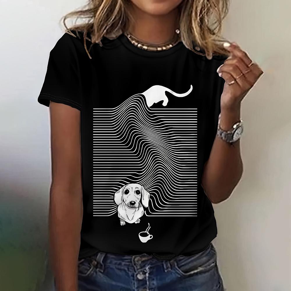 Funny Animal 3d Print Graphic Women's T Shirts Short Sleeve Top Women Kawaii Fashion Oversized Female Clothing Ladies Summer Tees