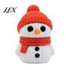 Holiday Party Supplies 3D Printed Knitted Snowman Figurine, Christmas Statue with Red Knit Seasonal Shelf Ornament Hat and Scarf, Mini Sculpture