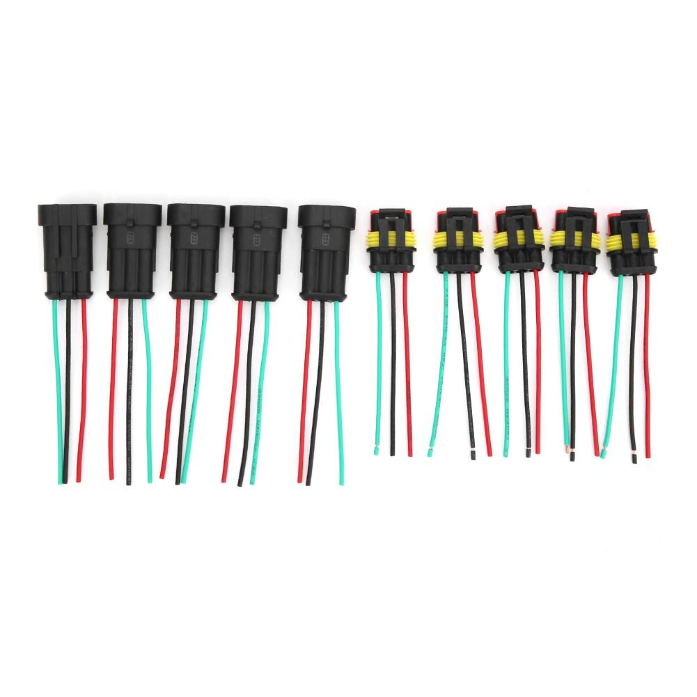 5 Sets 123 Pin Car Waterproof Electrical Connector Plug with Wire Cable3P