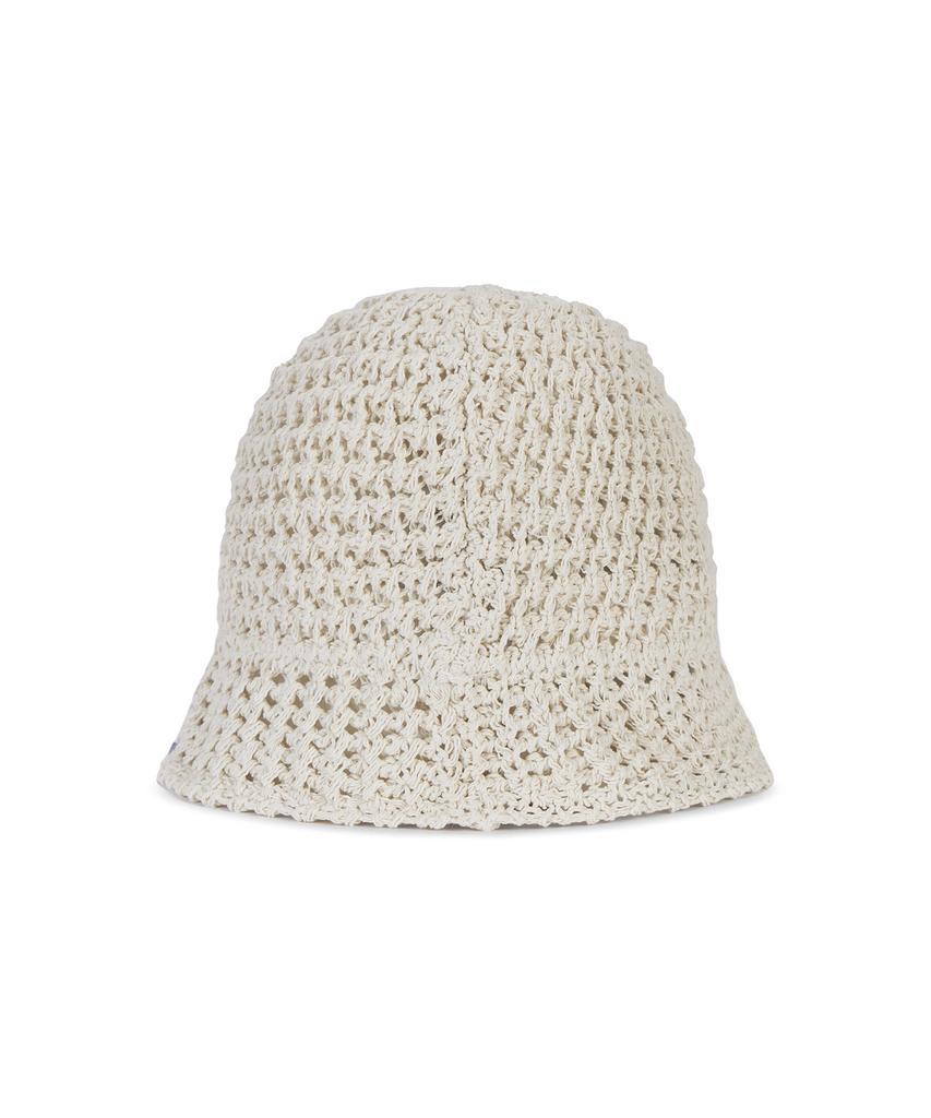 Bajal Monogram Label Knit Punching Summer Bucket Hat Cream