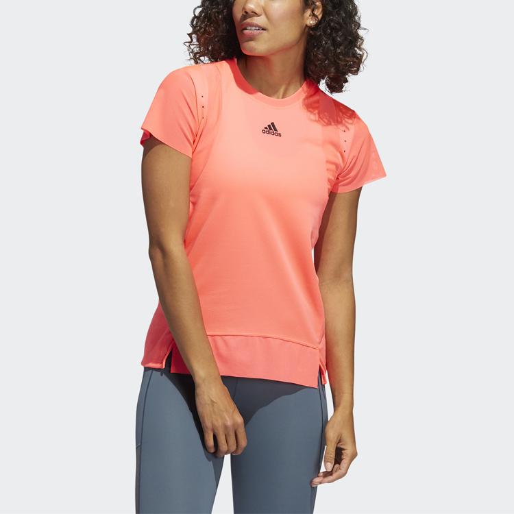 adidas Training Round Neck Running Short Sleeve T-Shirt Women Tops Pink GL6923