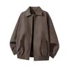 New Autumn Maillard PU Leather Jacket for Men American Zipper Cardigan Outer Jacket