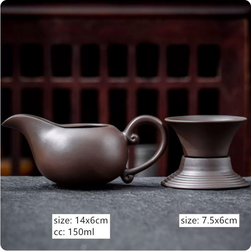 Service à thé rétro fait main en argile violette, tasse de thé, accessoires pour la cérémonie du thé, séparateur de thé domestique, passoire à thé Chahai