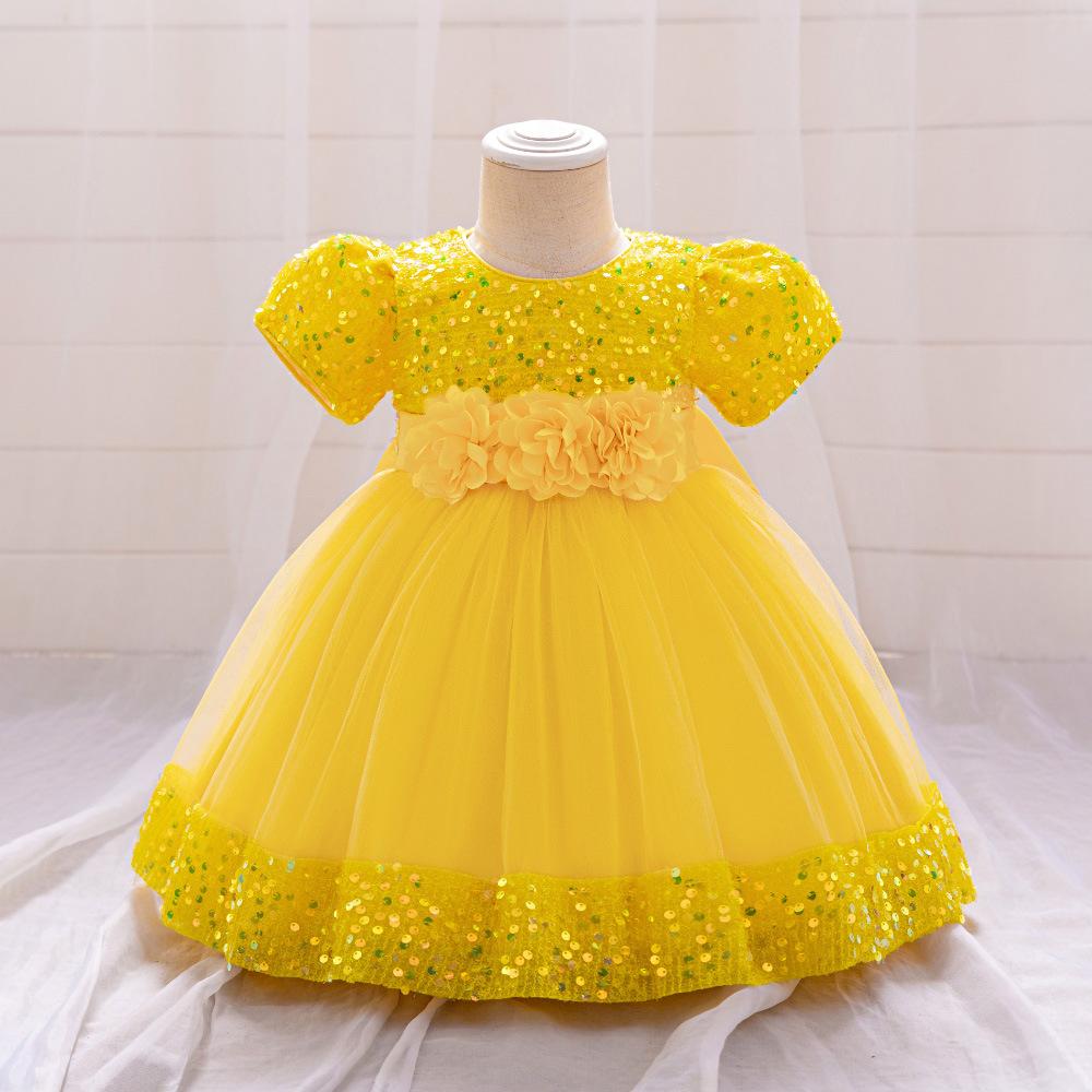 Sequin Kids Dress Summer Birthday Wedding Flower Girls Dress Toddler Baptism 1st Birthday Dress Baby Girl Clothes Princess Wedding Party Kids Costume