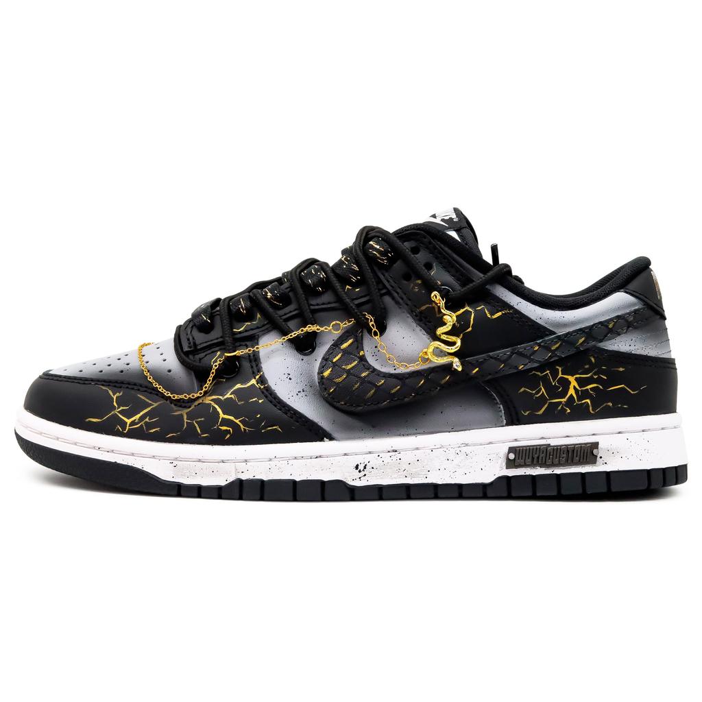 Nike Pantofi Skateboard Dunk Rezistenți la Alunecare, Rezistenți la Abraziune, Ușori, cu Profil Redus Unisex Negru Auriu DD1391-100(Team52-S-BOX)