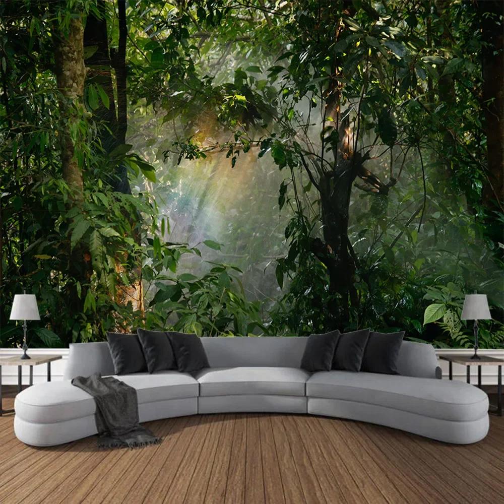 Sunshine Forest Tapestry Wall Hanging Cloth Home Art Decoration Living Room and Bedroom Background Blanket Wallcloth