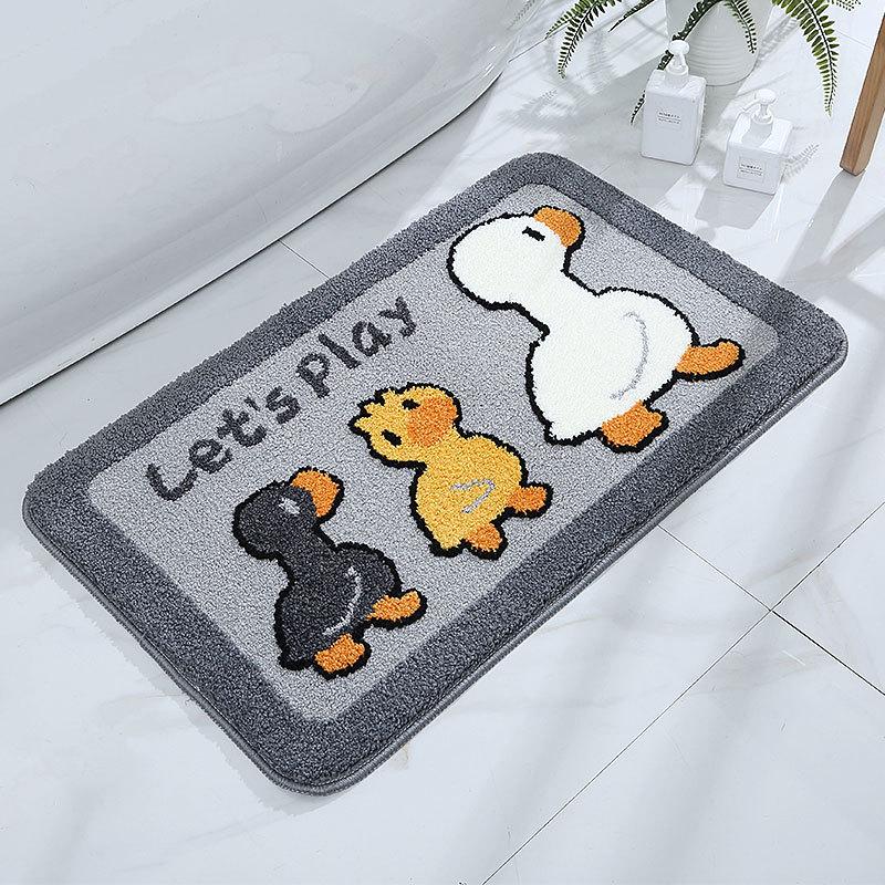 Cartoon Restroom Bathroom Moisture-wicking Non-slip Cushion Bedroom Kids Room Carpet Cute Ducklings Into The Door Foot Mat