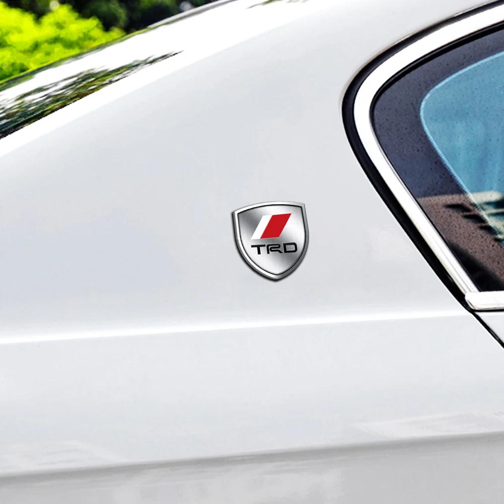 Car Styling 3D Meta Auto Door Shield Emblem Car Body Badge Sticker For TRD TOYOTA Crown Reiz Corolla Prada Yaris Vitz Camry GT86