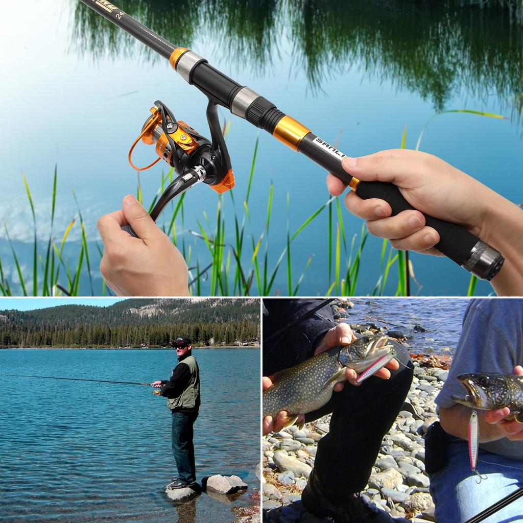 SANLIKE Fishing Rod Fishing Casting Rod Spinning Reel Fishing Fishing Line Storage Bag Fishing Carbon Fishing Introductory Sea Set, Pole, Pole, Set,