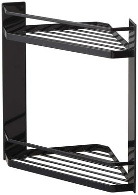 Jitsugyo Magnetisches Badezimmer-Eckregal 2 Etagen Schwarz Ca.. B22,5 x T22,5 x H34 cm, schwimmendes Abtropfgestell für Badezimmer, Turm, 6624