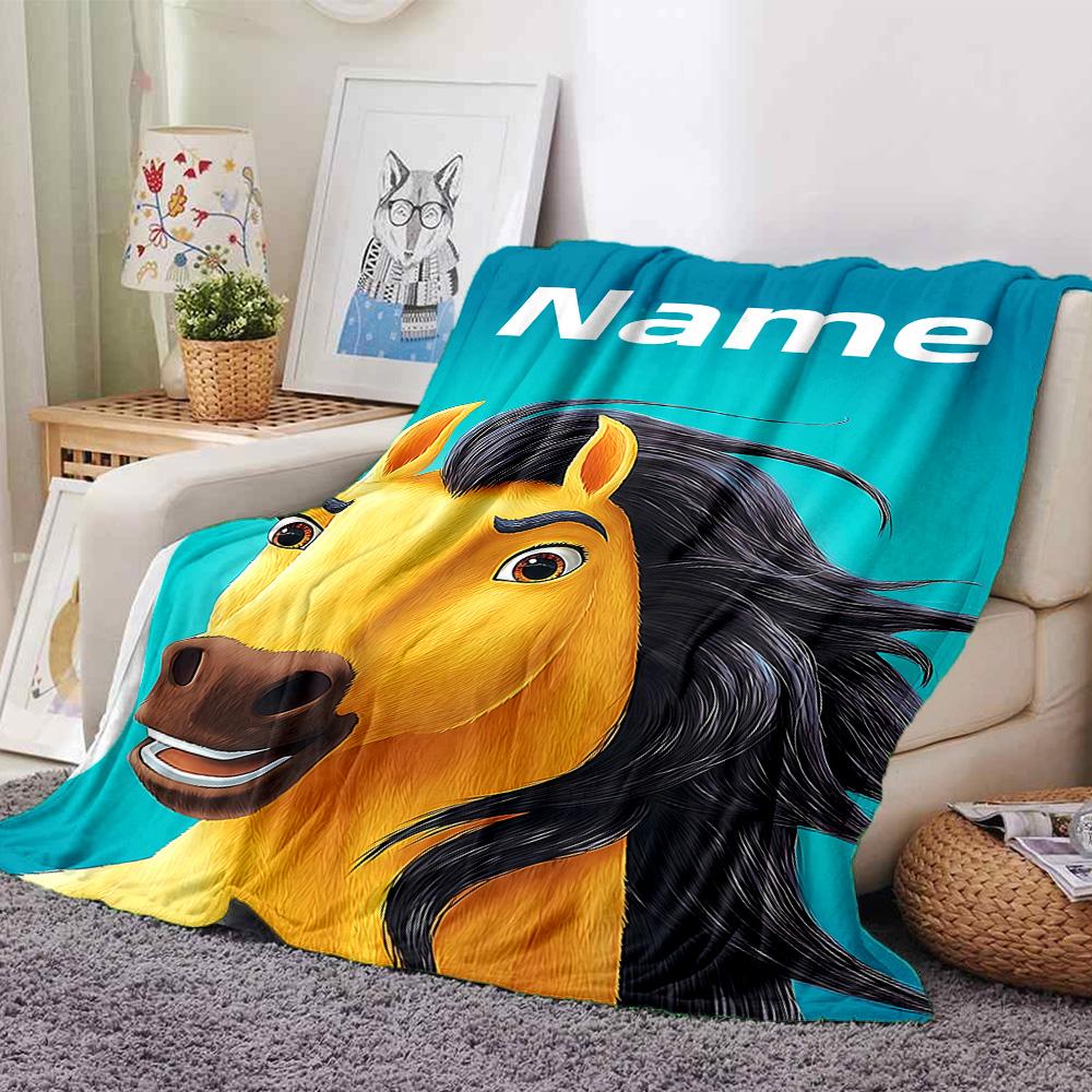 Customiz Name Personality Spirit Riding Free Blanket Soft &Warm Sofa Office Bed Travel Lunch Break Blanket, Gift Suitable All Seasons