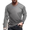 Simple Stereoscopic Pattern Print Summer Men's O-Neck T-shirt Casual Long Sleeve Oversized T Shirt Fashion Pullover Men Clothing