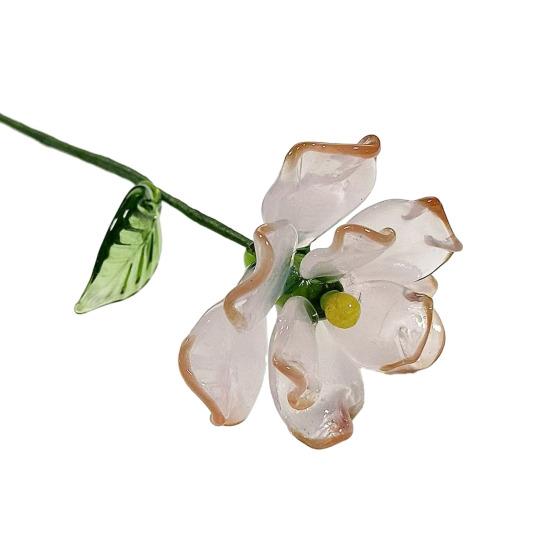 Flor de Vidro Artesanal Yousheng com Haste de Arame Flor Miniatura Floral Colorida Soprada à Mão Decoração Vaso de Flores de Mesa para Casa Sala de Estar Escritório