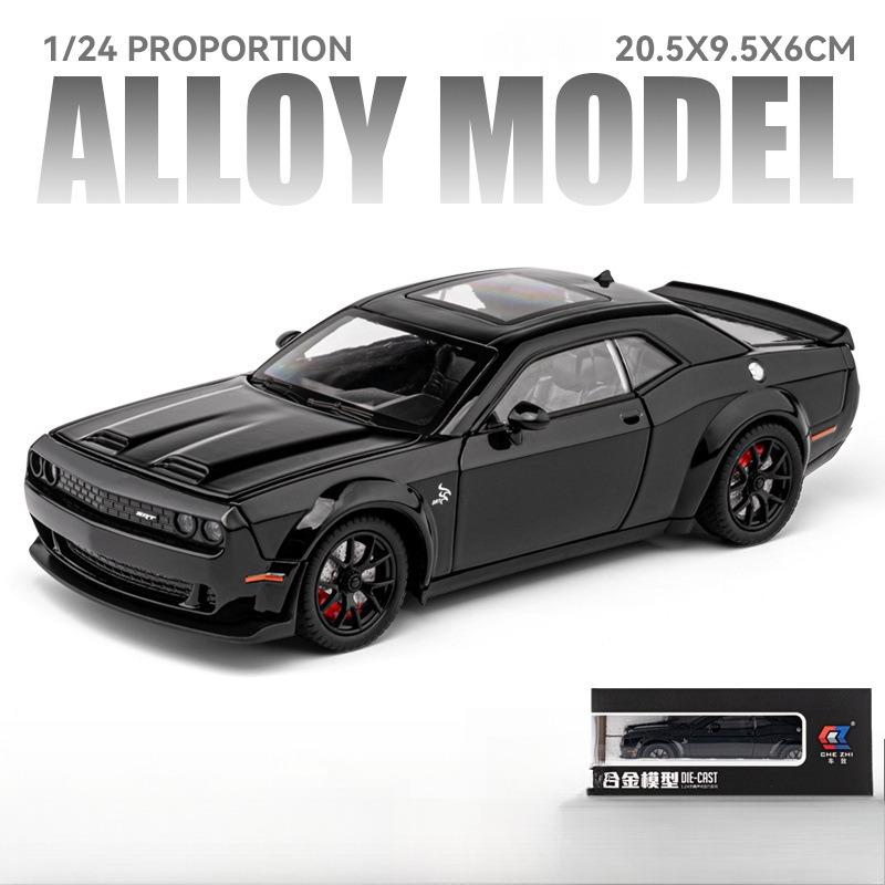 1/24 Dodge Challenger Hellcat Toy Car Die Cast Metel Cars Toy Pull Back Hellcat Model Cars with Sound and Light Hellc for Kids
