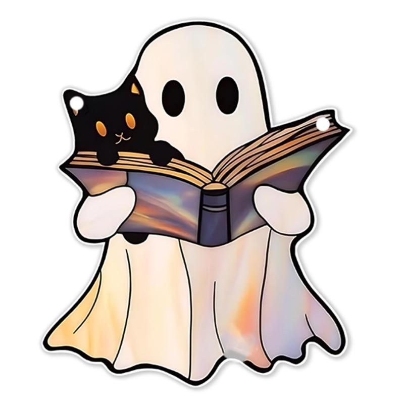 Halloween Cute Ghostly Acrylic Ornament 2D Flat Plaque Hanging Sign Decors For Home Office Classroom Party Wall Decoration