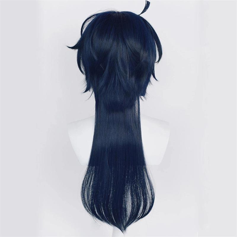 Anime Die Fallstudie von Vanitas Cosplay-Perücke Vanitas No Karte Dunkelblaues Haar Ohrring Ohrclips Hitzebeständige Haarperücken + Perückenkappe