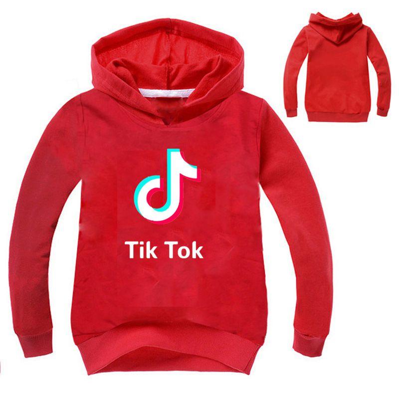Tok Felpa con Lettere Tik per Bambini con Cappuccio a Manica Lunga Top alla Moda Pullover