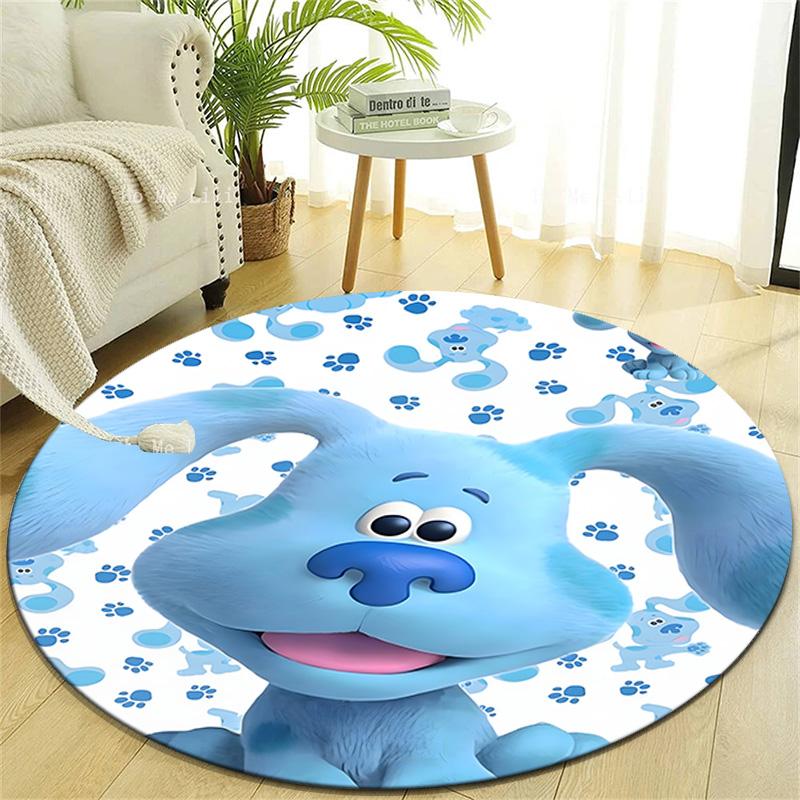 1pc Pistas Da Blue Blue’s Clues4 Design Printed Area Round Carpet for Bedroom Living Room Home Decor Rugs Mat Non Slip Mat Rug for Bedside
