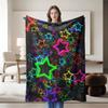 Colorful Star-patterned Flannel Blanket, Perfect for Sofa, Bed, Office. Ideal Gift for Family, Friends, and Holidays.
