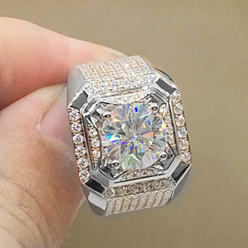 Weiya Luxury Silver and Zircon Wedding Ring for Men & Women