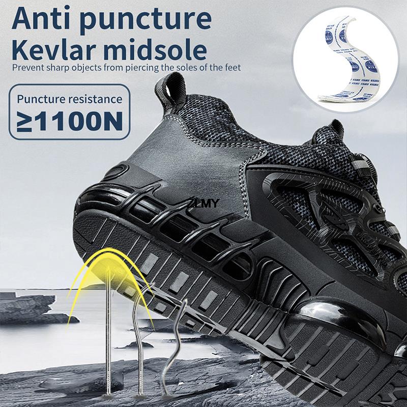 Fashion ZLMY Rotating Button Safety Shoes Men Steel Toe Sneaker Air Cushion Work Shoes Man Puncture Proof Work Safety Boots Protective