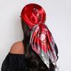 Handkerchiefs Hair Silk Scarf 90*90Cm Print Satin Big Square Silk Scarves Shawls For Women Luxury Designer Hijab Headband