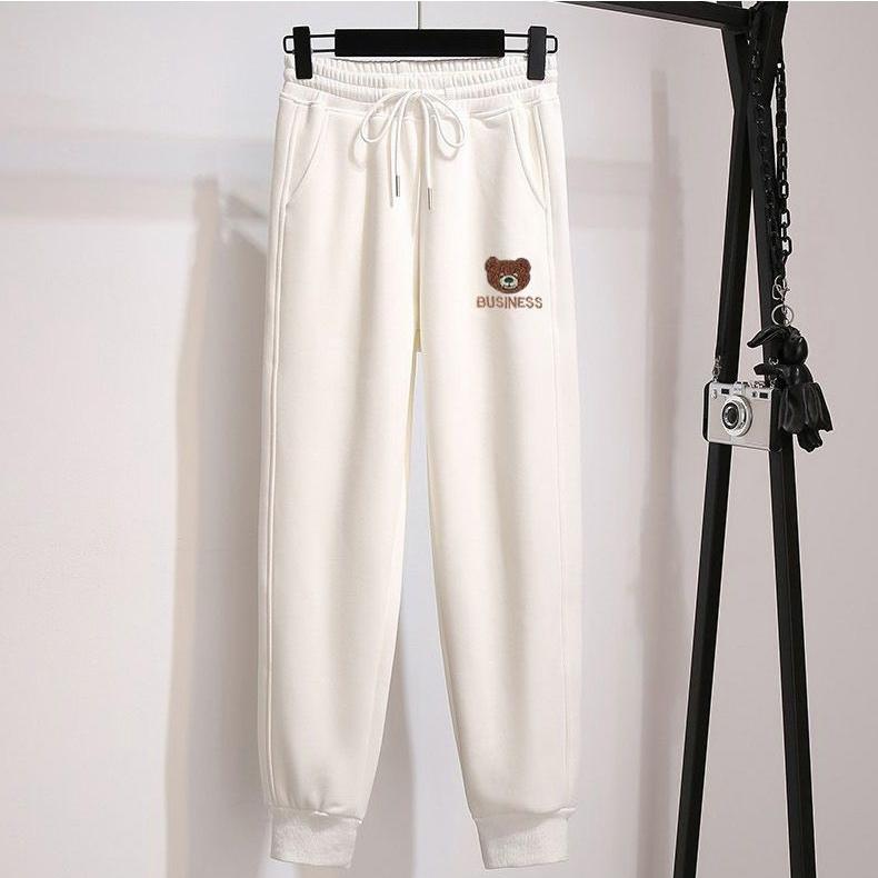 6xl Plus Size Sport Jogginghose Damen Neue Casual Print Loose Plus Fleece Dicke warme Neun-Punkt-Hose