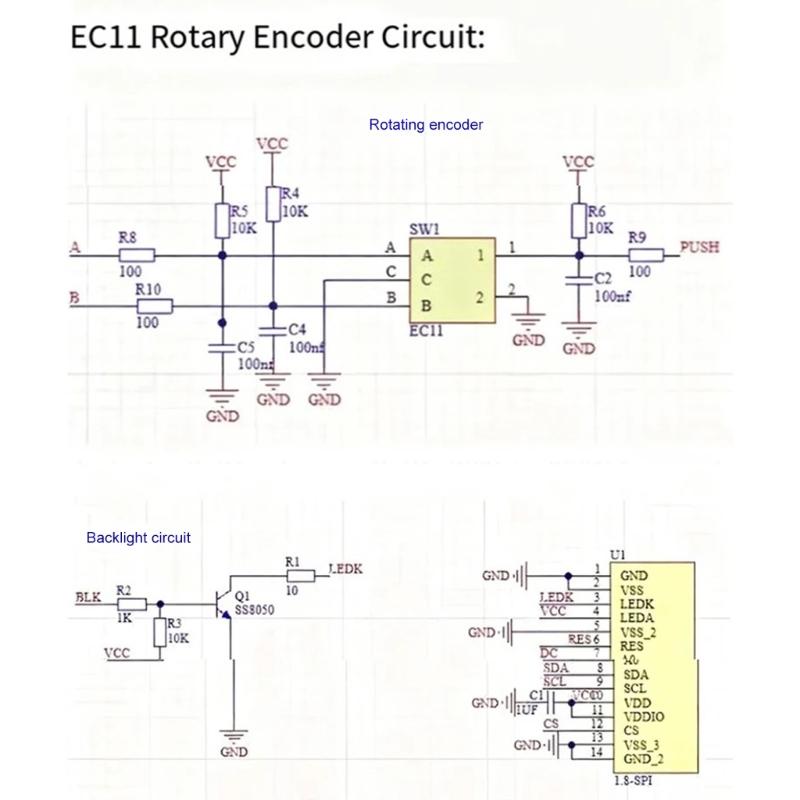 2Inch TFT LCD Display Module With EC11 Rotary Encoding IIC SPI Interfaces For DIY Electronics Projects ESP32 Projects